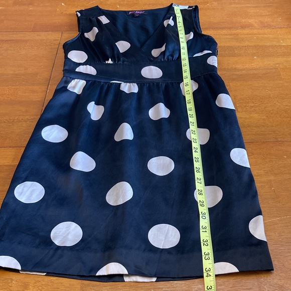 Vintage Betsey Johnson Womens Size 6 100% Silk Black Mini Dress Polka Dots Pinup - Picture 9 of 9